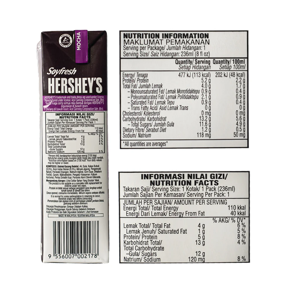 Soyfresh Soya Milk Hersheys Mocha 236ml - Image 3