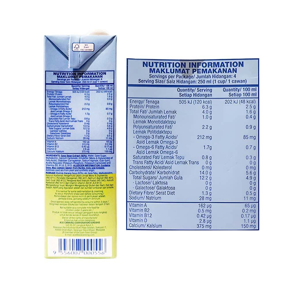 Soyfresh Soya Milk Hi-Calcium With Omega 3 And 6 1L - Image 2