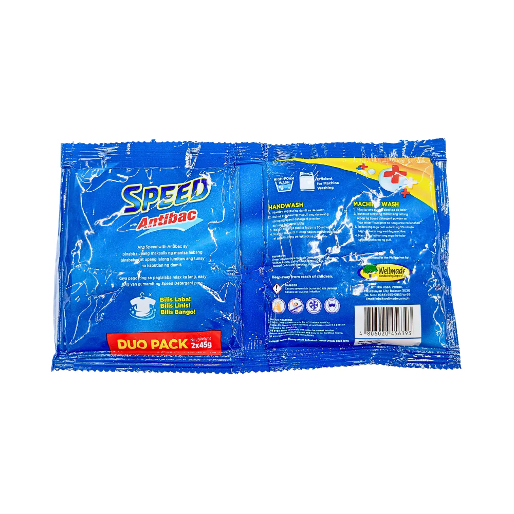 Speed Detergent Powder Antibac Active Fresh Duo Pack 2's x 45g - Image 2