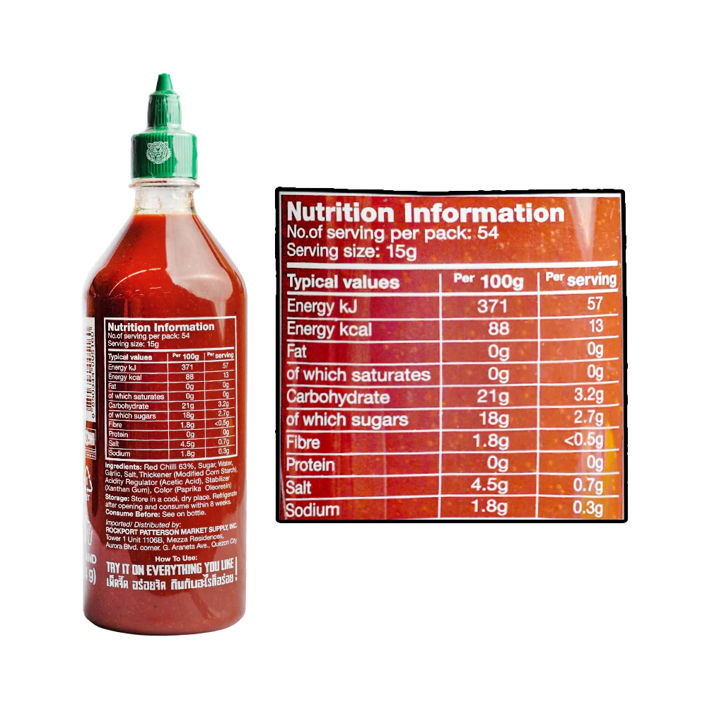 Sriracha Hot Chili Sauce 740ml (814g) - Image 2