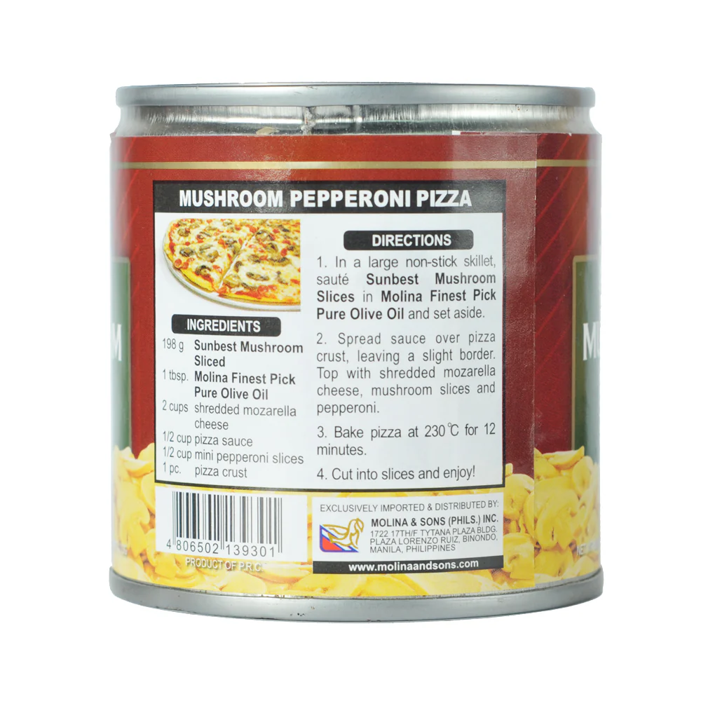 Sunbest Mushroom Sliced 198g - Image 2