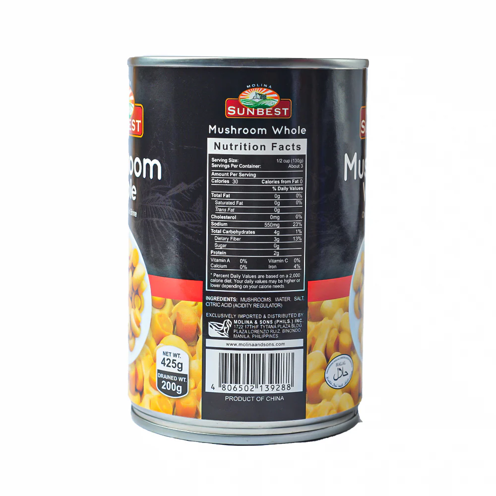 Sunbest Mushroom Whole 425g - Image 2