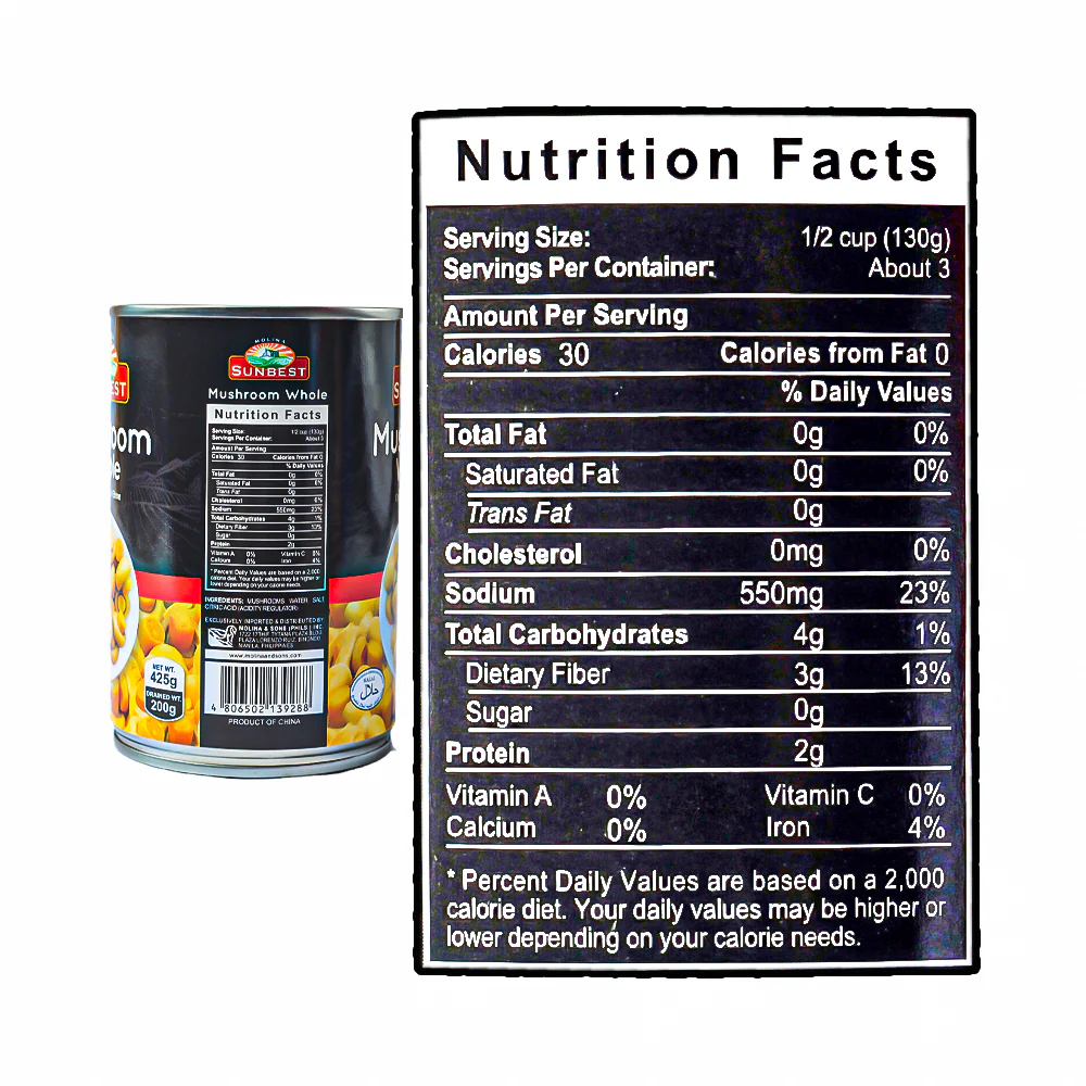 Sunbest Mushroom Whole 425g - Image 3
