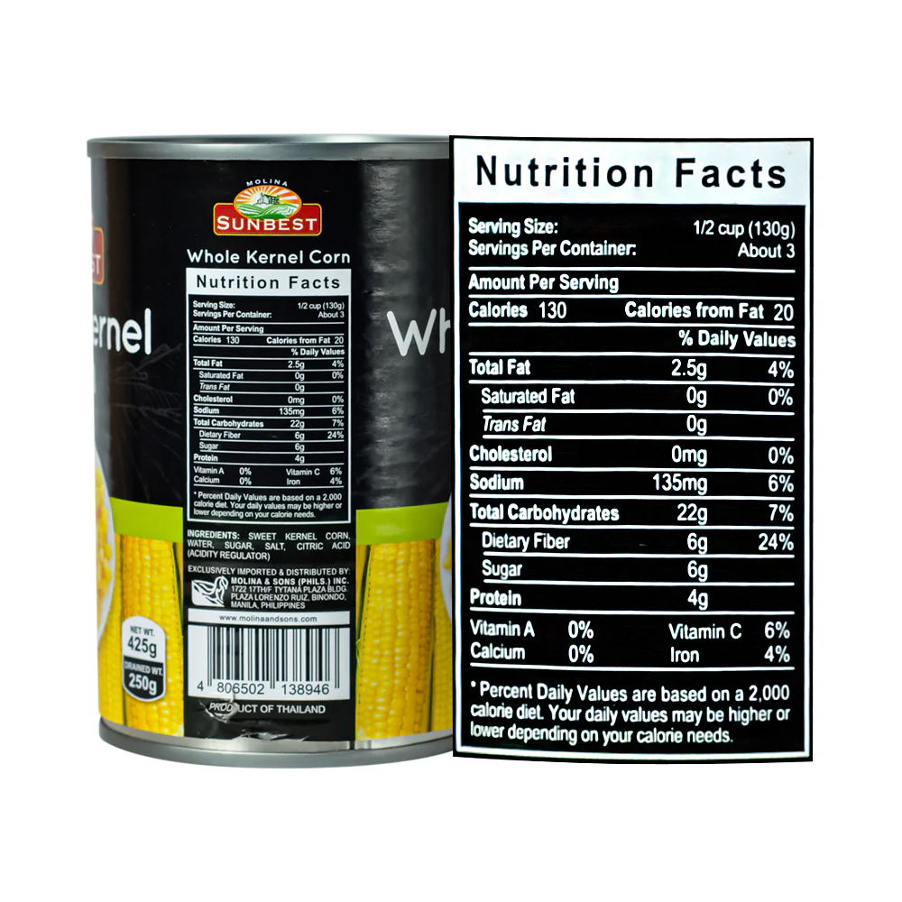 Sunbest Whole Kernel Sweet Corn 425g - Image 3