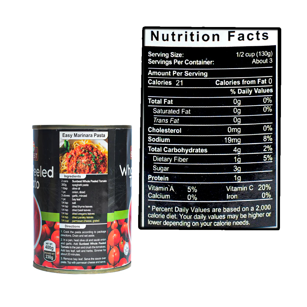 Sunbest Whole Peeled Tomato 400g - Image 2