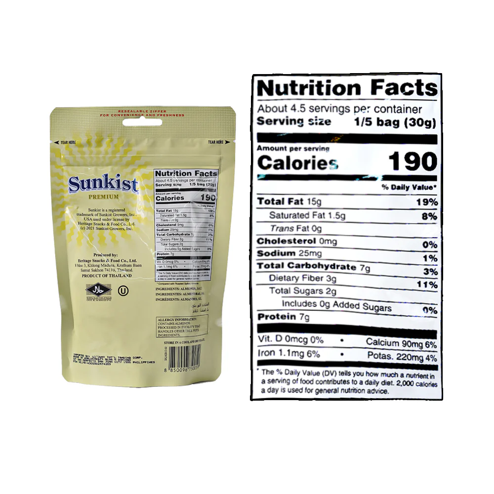 Sunkist Dry Roasted Light And Salted Almonds 140g - Image 3