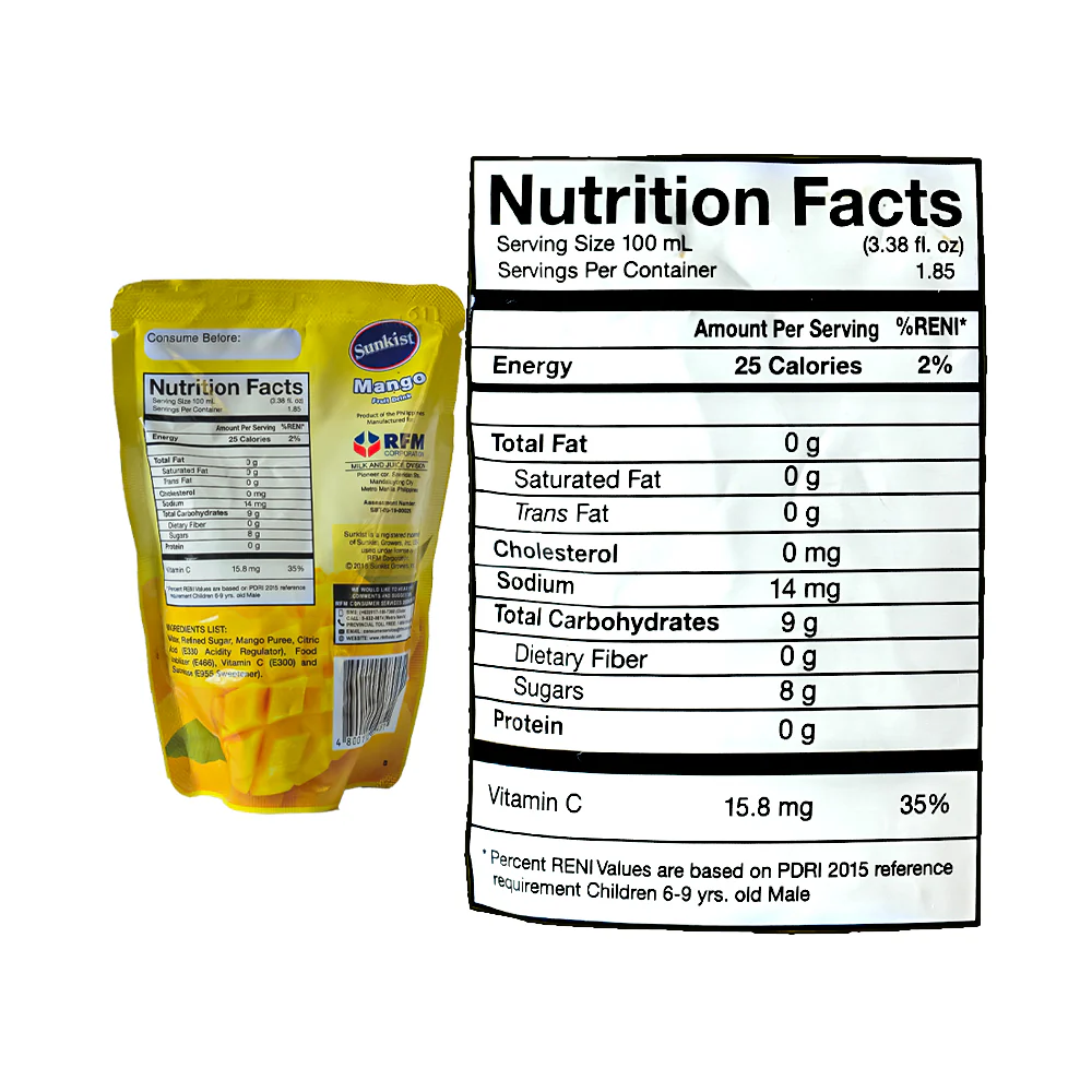 Sunkist Mango Fruit Juice Doy 185ml x 10's - Image 4