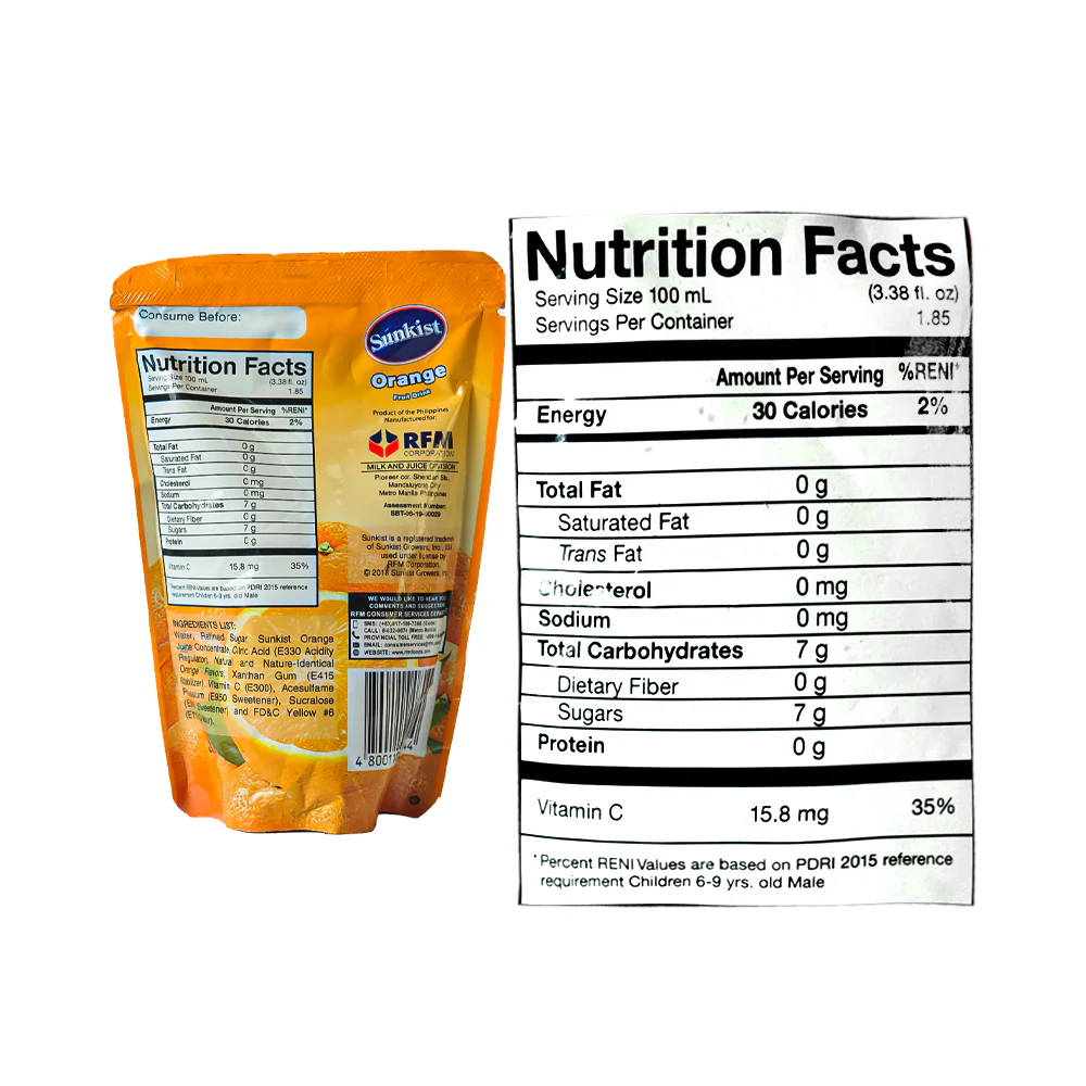 Sunkist Orange Fruit Juice Doy 185ml - Image 3