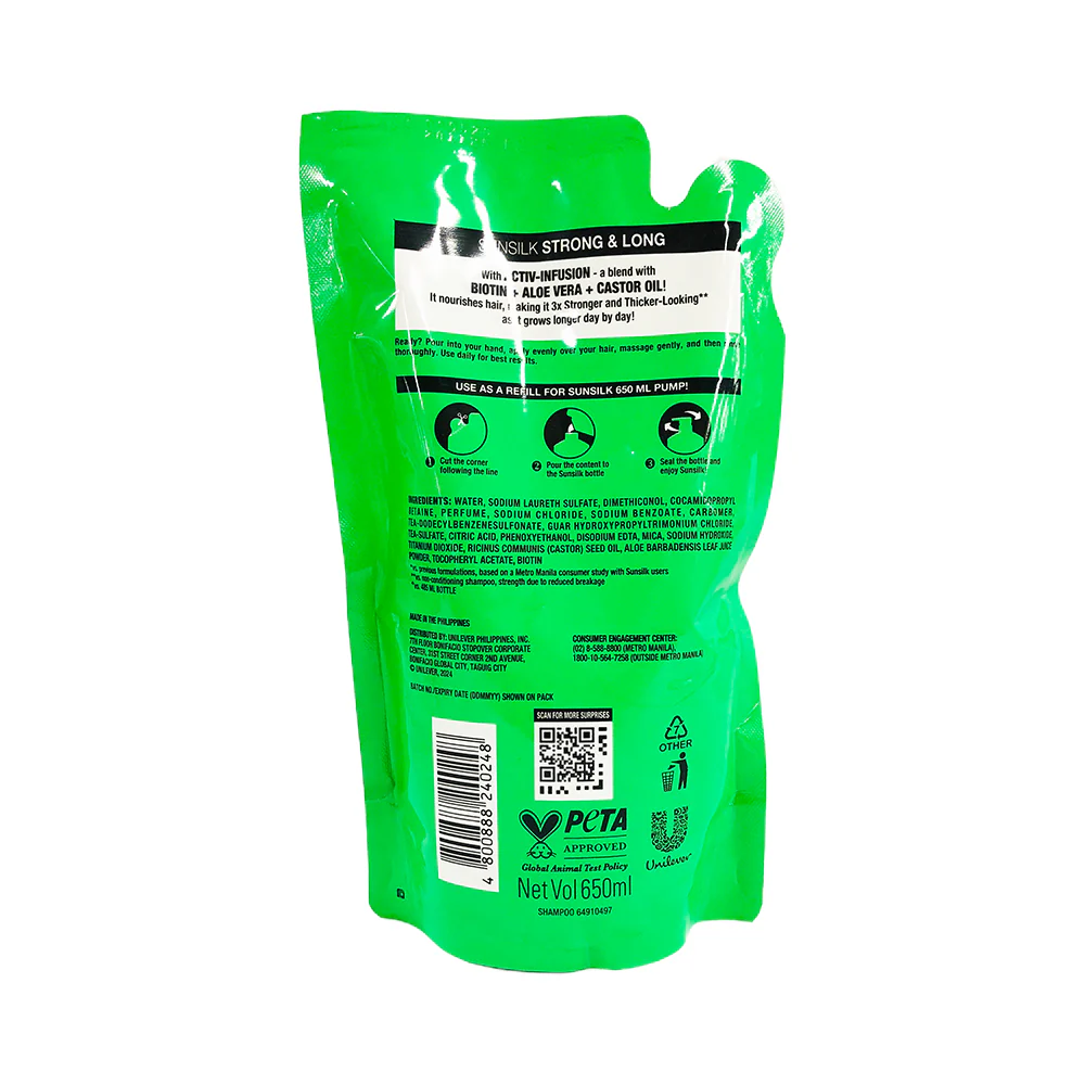 Sunsilk Shampoo Strong & Long Refill Pack 650ml - Image 2