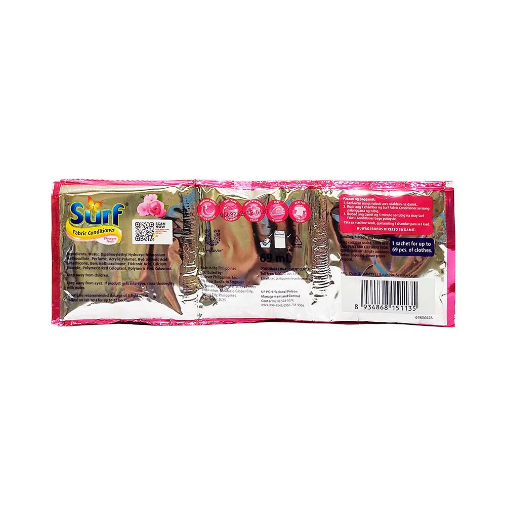 Surf Fabric Conditioner Blossom Fresh 69ml Sachet - Image 2
