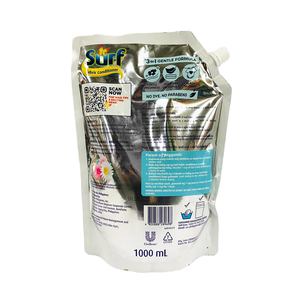 Surf Fabric Conditioner Gentle Fresh Pouch 1000ml - Image 2