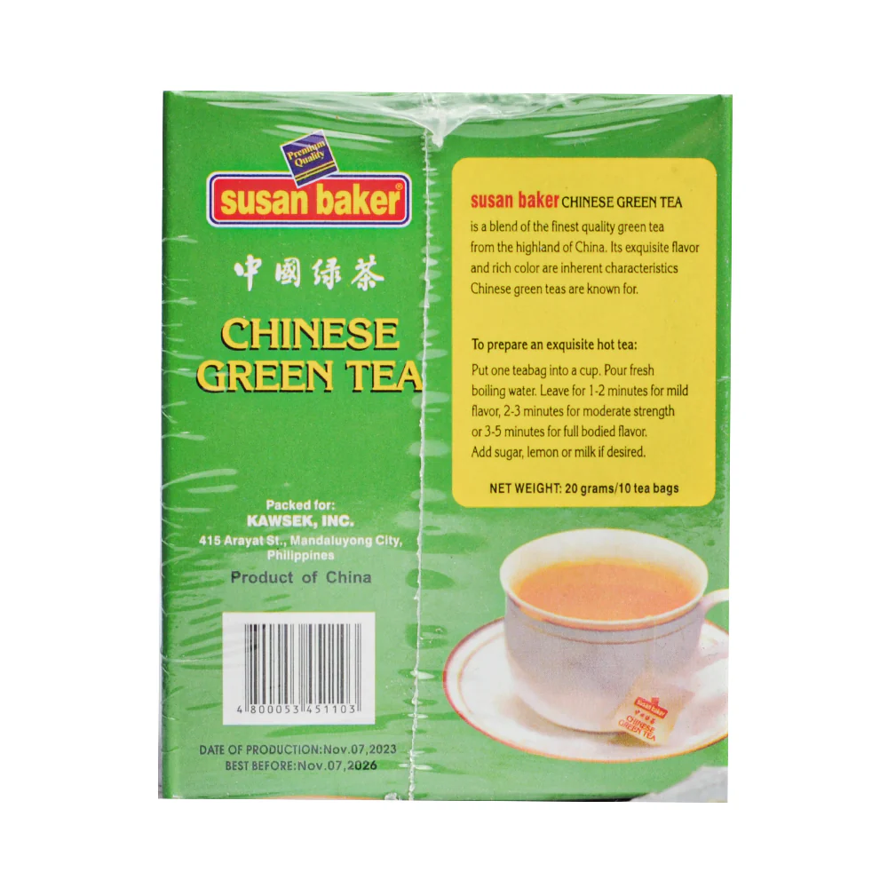 Susan Baker Chinese Green Tea 10 Tea Bags - Image 2