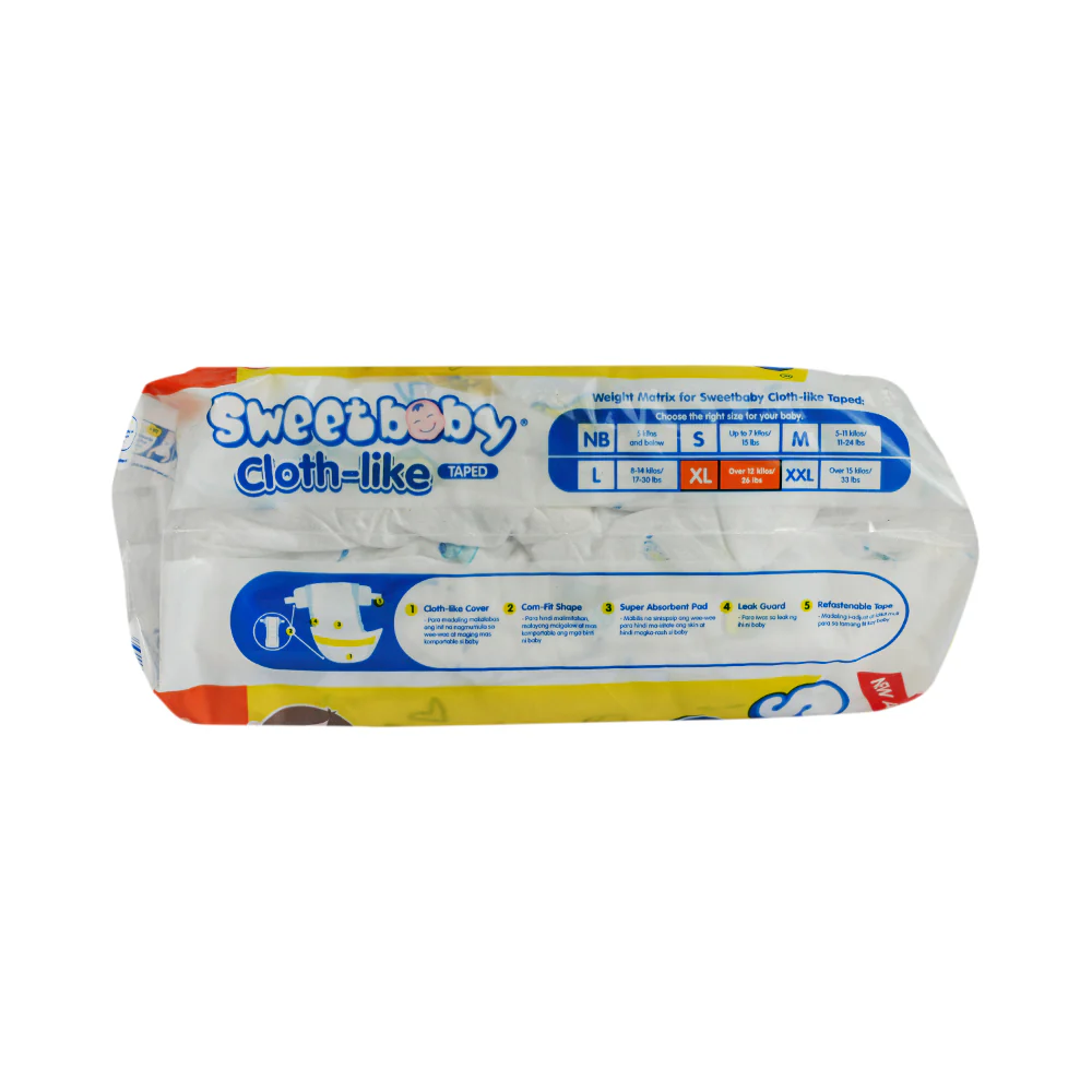 Sweet Baby Cloth-Like Taped Diapers XL 4 Pads - Image 2