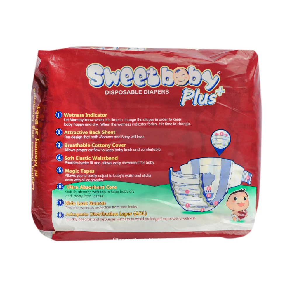Sweet Baby Plus Disposable Diapers Travel Pack XXL 12's + 1 Pad - Image 2