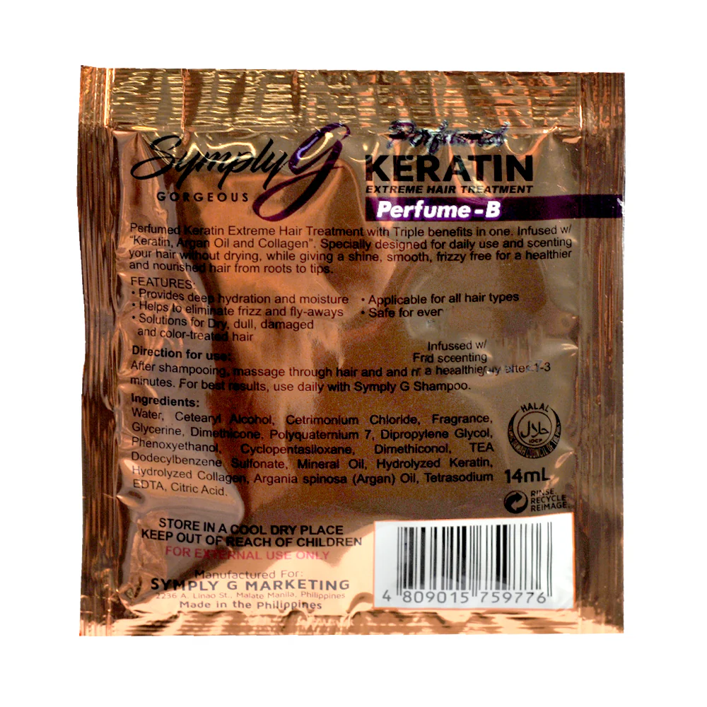 Symply G Keratin Extreme Hair Treatment Perfume-B 14ml x 12's - Image 2