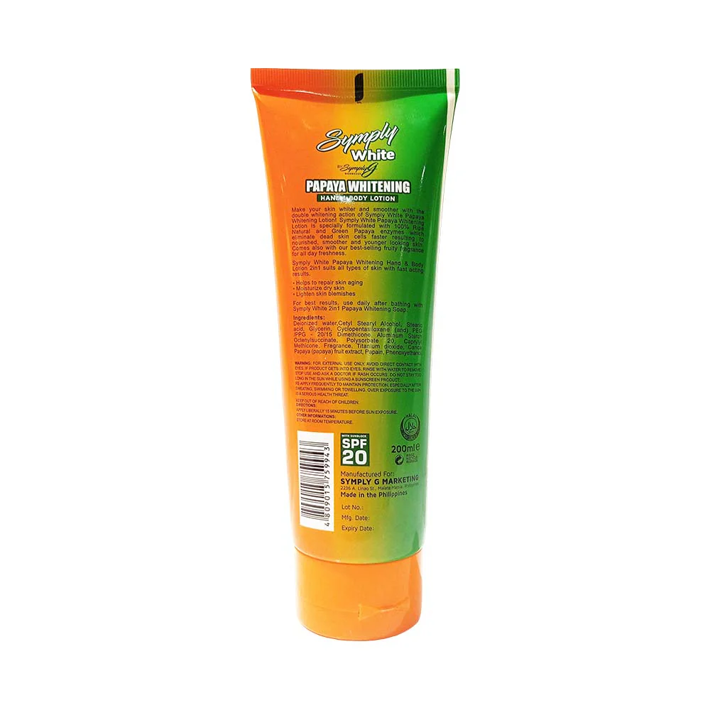 Symply G Papaya Whitening Lotion SPF 20 200ml - Image 2