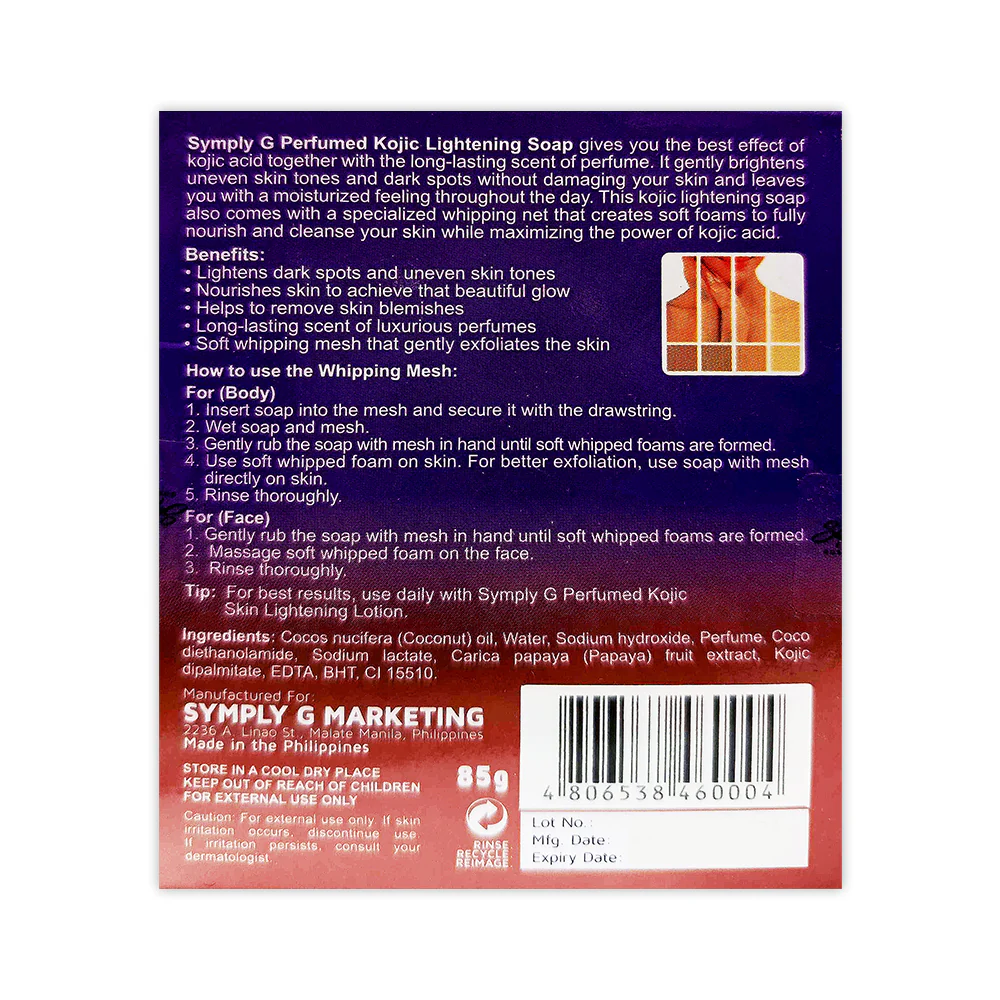 Symply G Perfumed Kojic Soap B 85g - Image 2