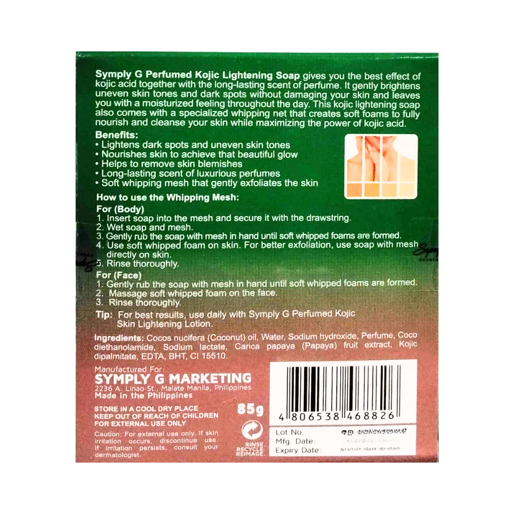 Symply G Perfumed Kojic Soap D 85g - Image 2