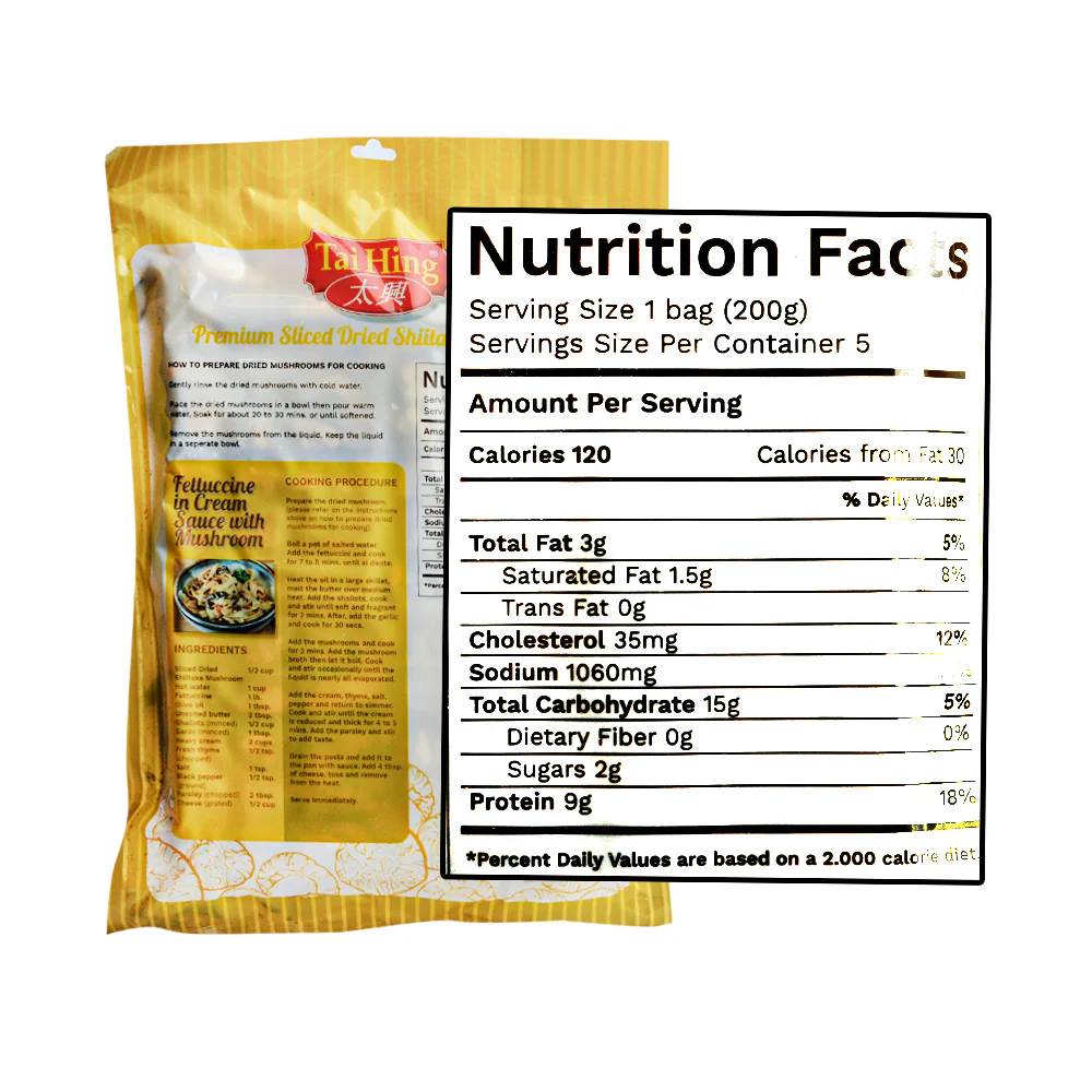 Tai Hing Shiitake Dried Mushroom Premium Sliced 200g - Image 2