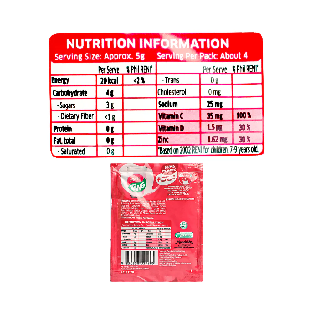 Tang Powdered Juice Lychee 19g - Image 3