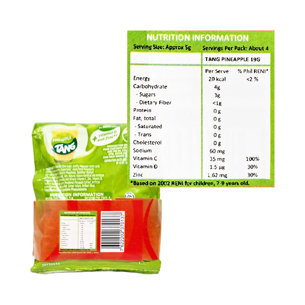 Tang Powdered Juice Pineapple 19g x 5's + 1 - Image 2
