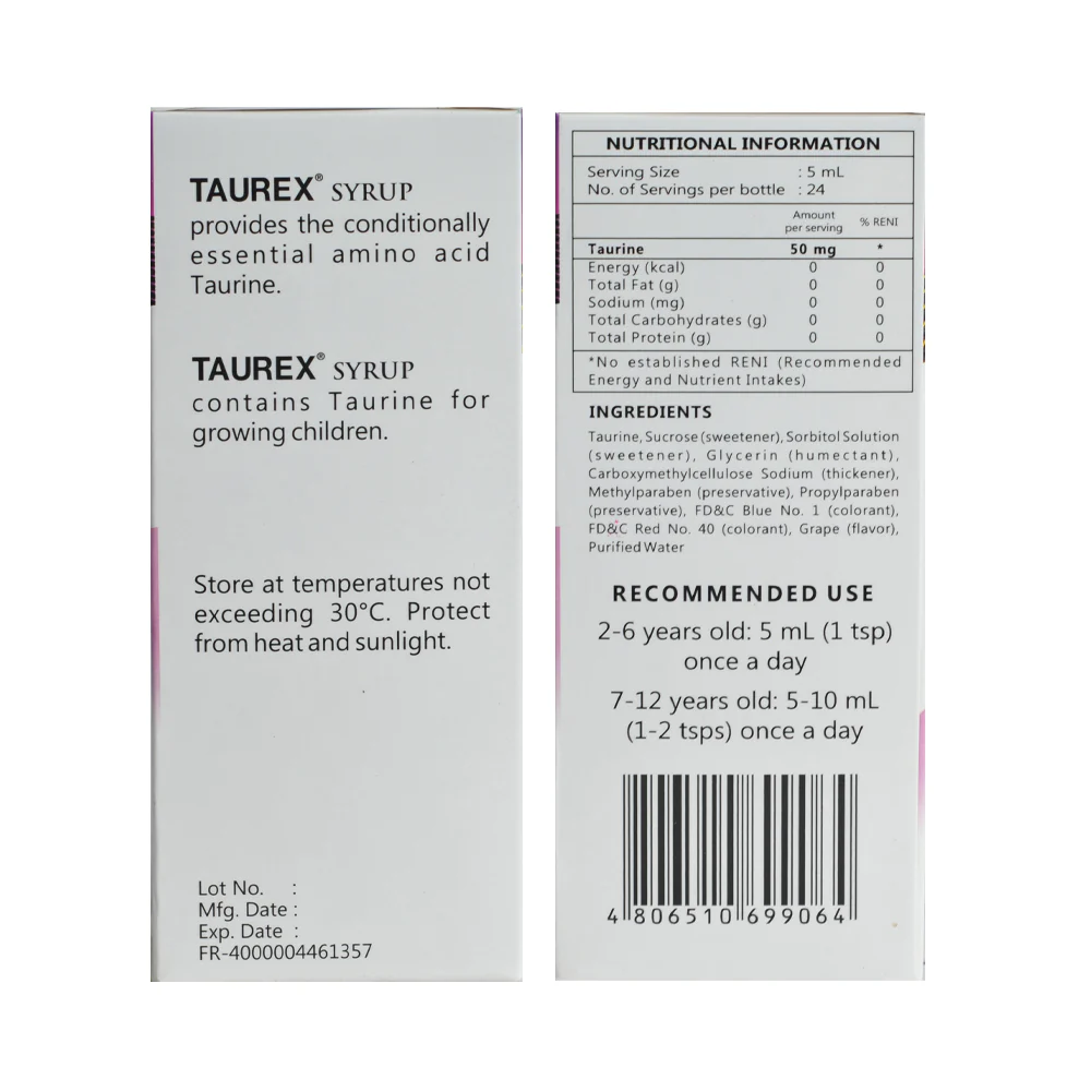 Taurex Taurine 50mg/5ml Syrup 120ml - Image 2