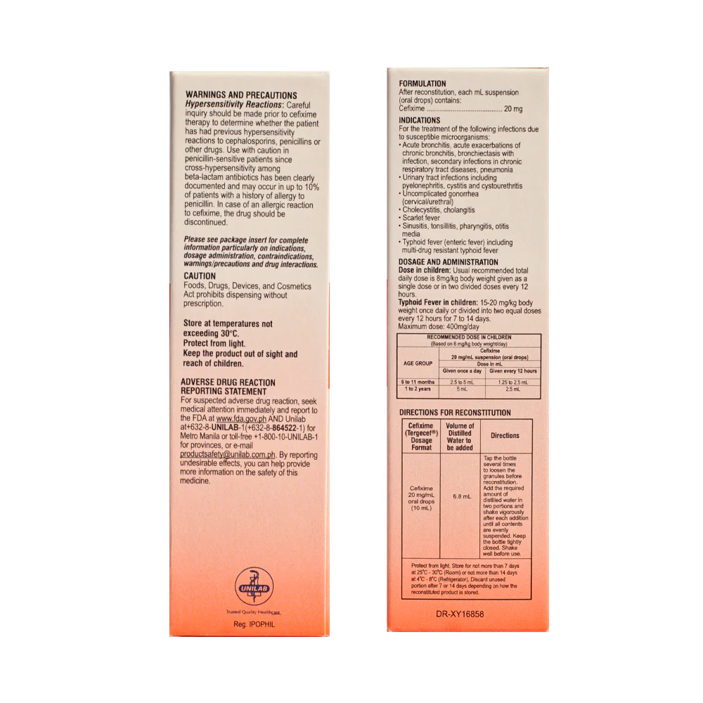 Tergecef Cefixime 20mg/ml Oral Drops 10ml - Image 3