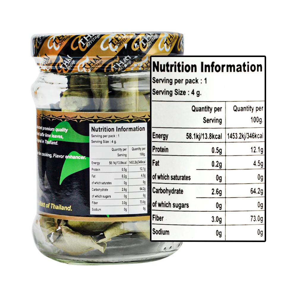 Thai Heritage Dried Keffir Lime Leaves 4g - Image 2