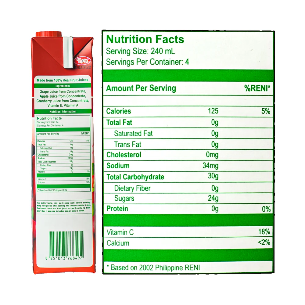 Tipco 100% Juice Mixed Fruit Juice And Cranberry 1L - Image 3