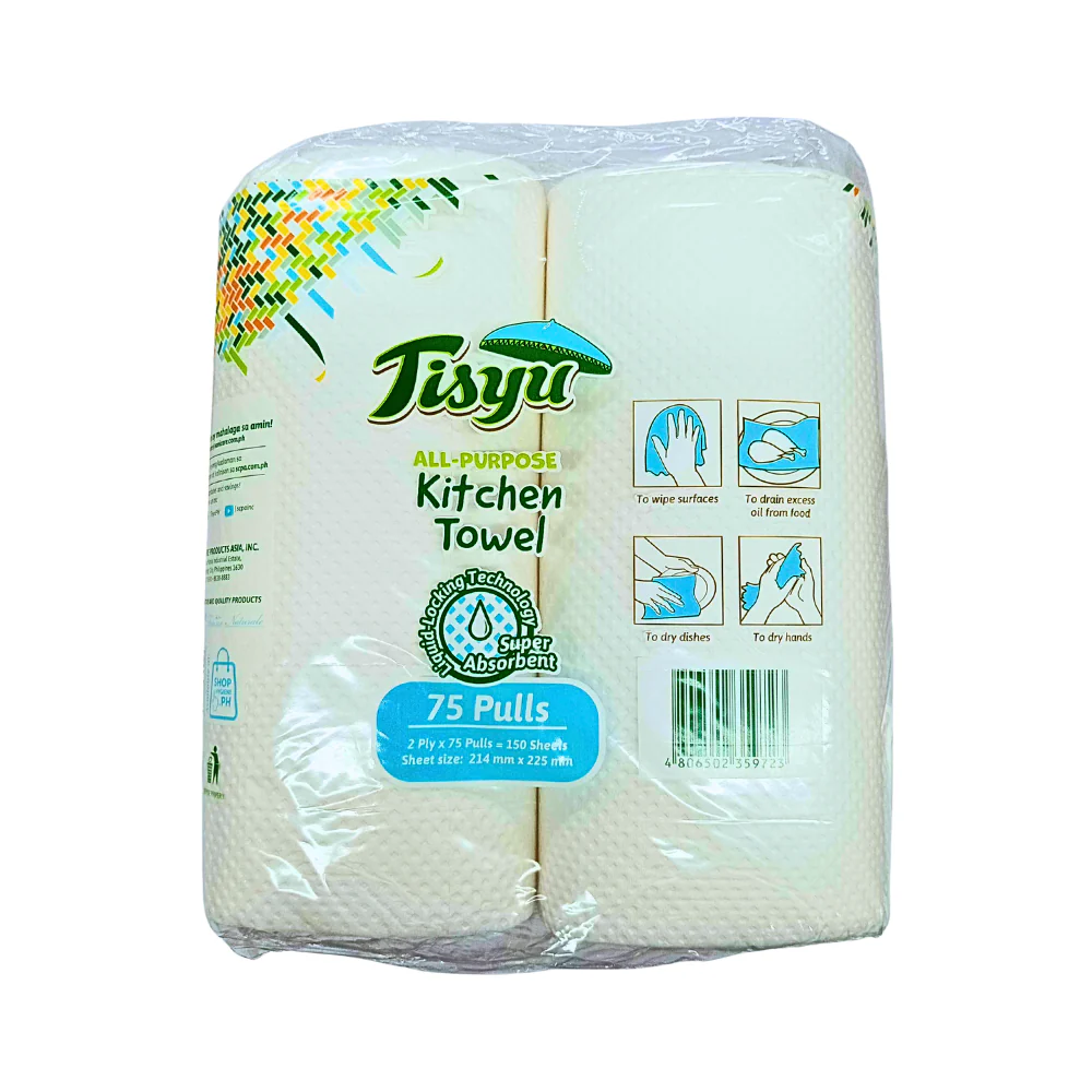 Tisyu All Purpose Kitchen Towel 2Ply 150 Sheets 4 Rolls - Image 2