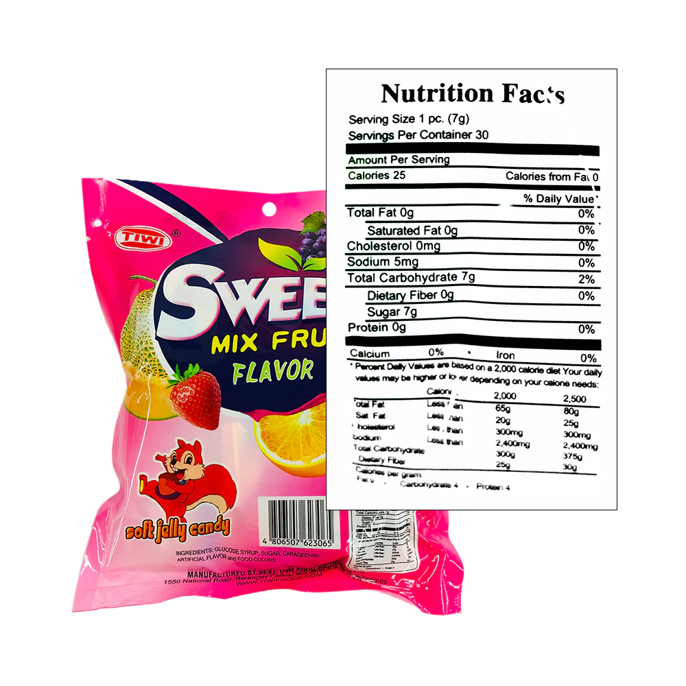Tiwi Sweet Jelly Candy Sweet Mix Fruits 30's - Image 2