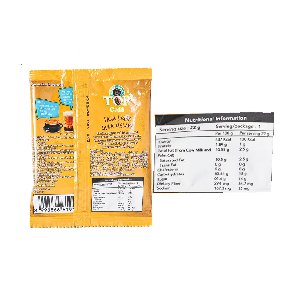 Top Cafe 3 in 1 Instant Coffee Palm Sugar 22g - Image 2