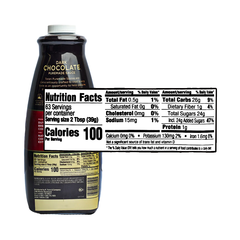 Torani Puremade Sauce Dark Chocolate 64oz - Image 2