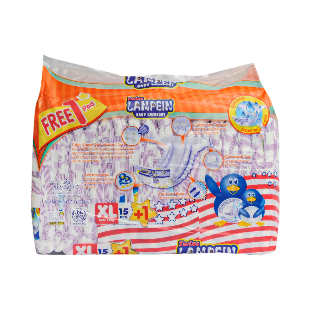 Twins Lampein Baby Diaper Generic XL 15's + 1 Pad - Image 2