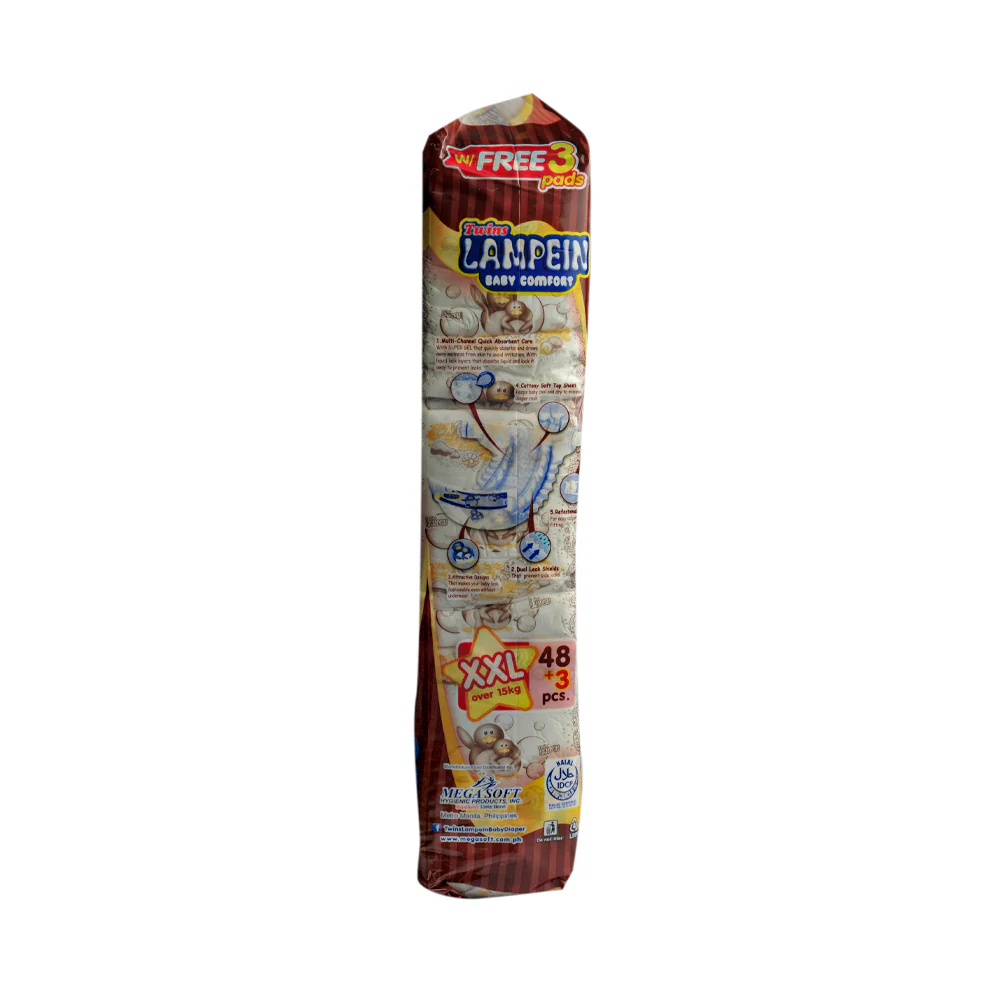 Twins Lampein Baby Diaper Jumbo Pack XXL 48's + 3 Pads - Image 2