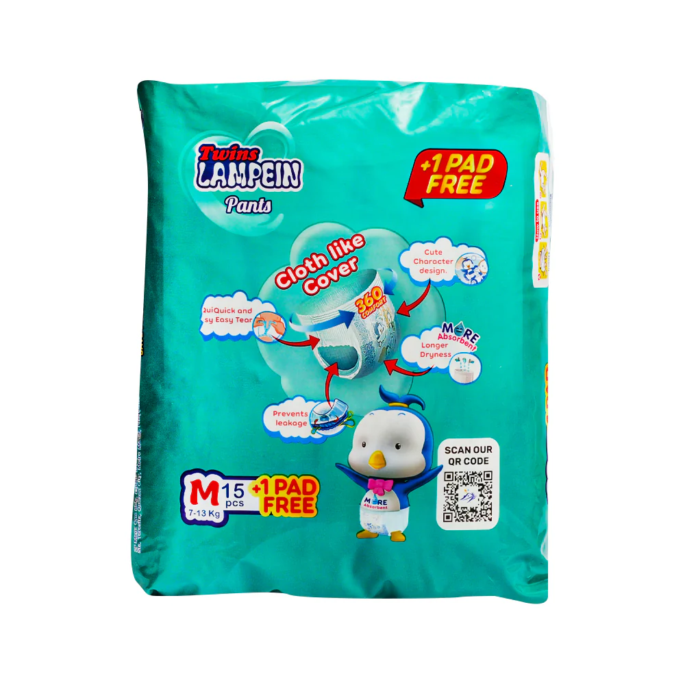 Twins Lampein Baby Diaper Pants Medium 15's + 1 - Image 2