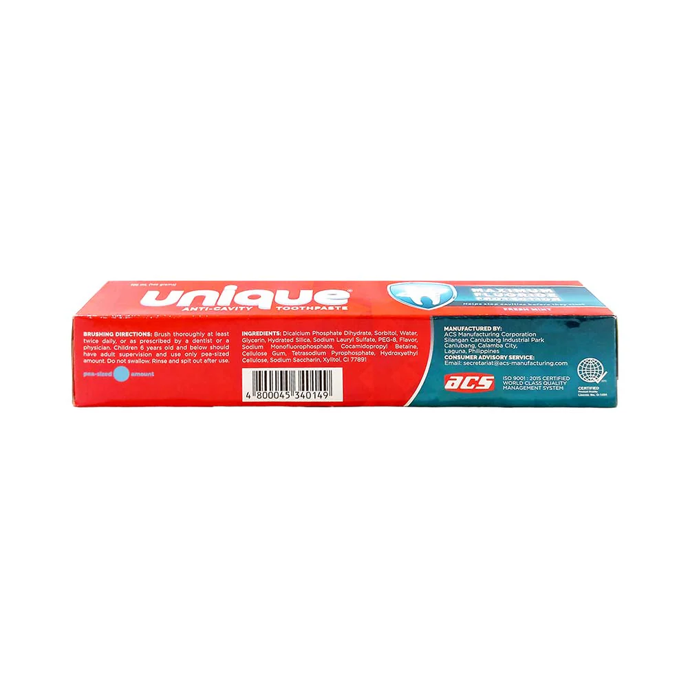 Unique Toothpaste Fresh Mint 100ml - Image 2