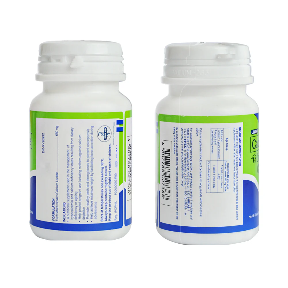 United Home Calactate Calcium Lactate 650mg Tablet 100's - Image 2