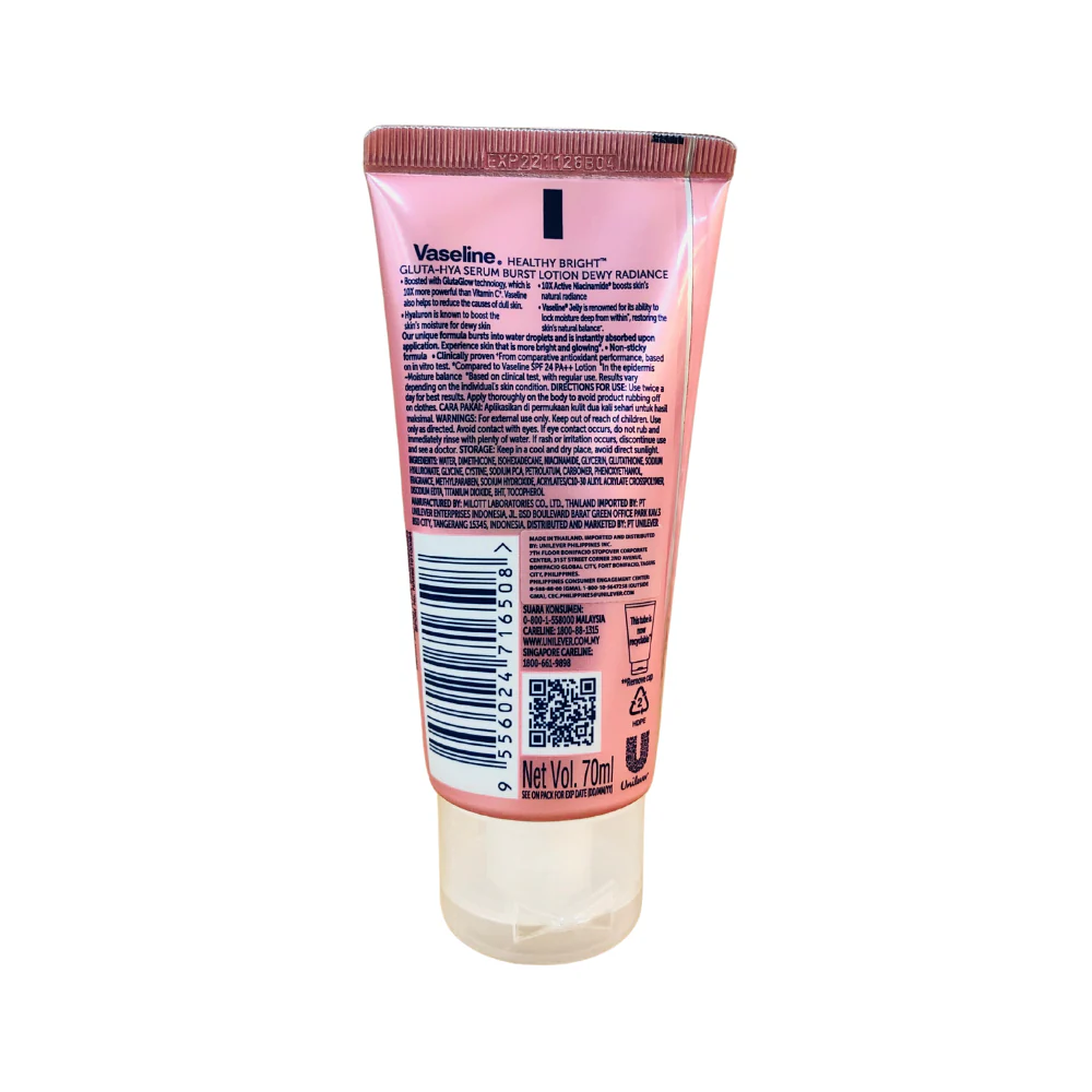 Vaseline Healthy Bright Gluta-Hya Serum Burst Lotion Dewy Radiance - Image 2