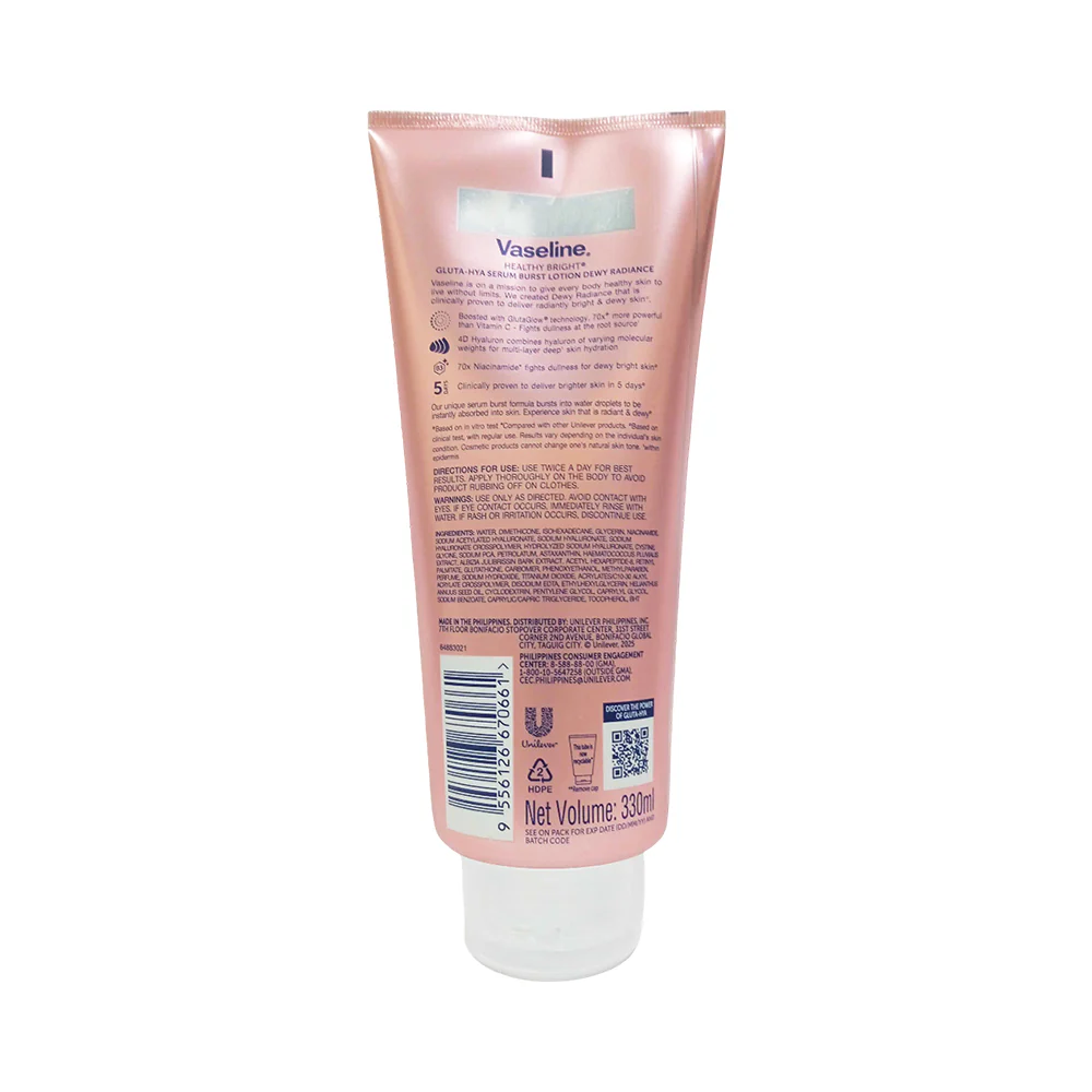 Vaseline Healthy Bright Gluta-Hya Serum Burst Lotion Dewy Radiance 330ml - Image 2