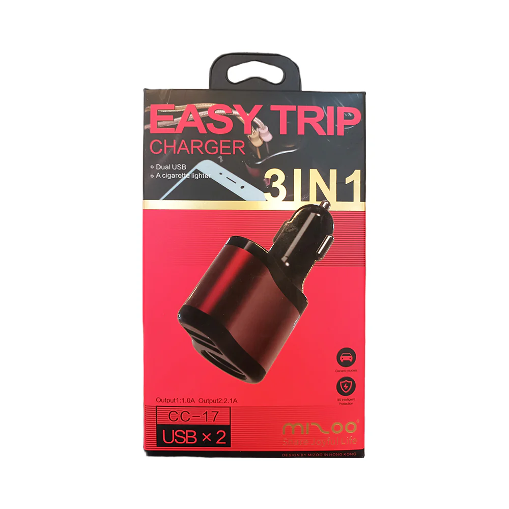 Mizoo 3-in-1 USB Car Charger With Cigarette Lighter Socket And Dual USB - Image 2
