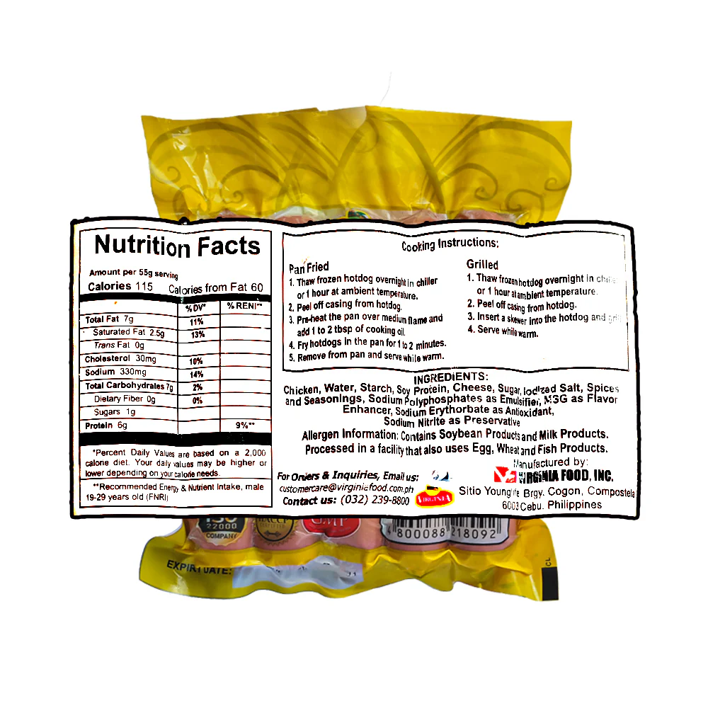 Virginia Chicken Hotdog With Cheese Jumbo 250g - Image 3