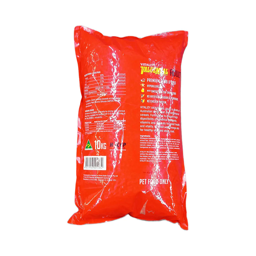 Vitality Value Meal Adult Dog Food Premium Lamb And Beef Small Bites 10kg - Image 2