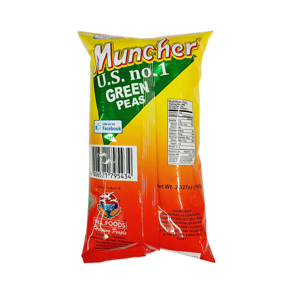 W.L. Muncher Green Peas Original 100g - Image 2