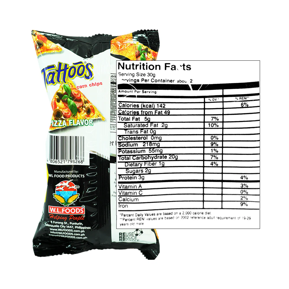 W.L. Tattoos Corn Chips Pizza 58g - Image 2