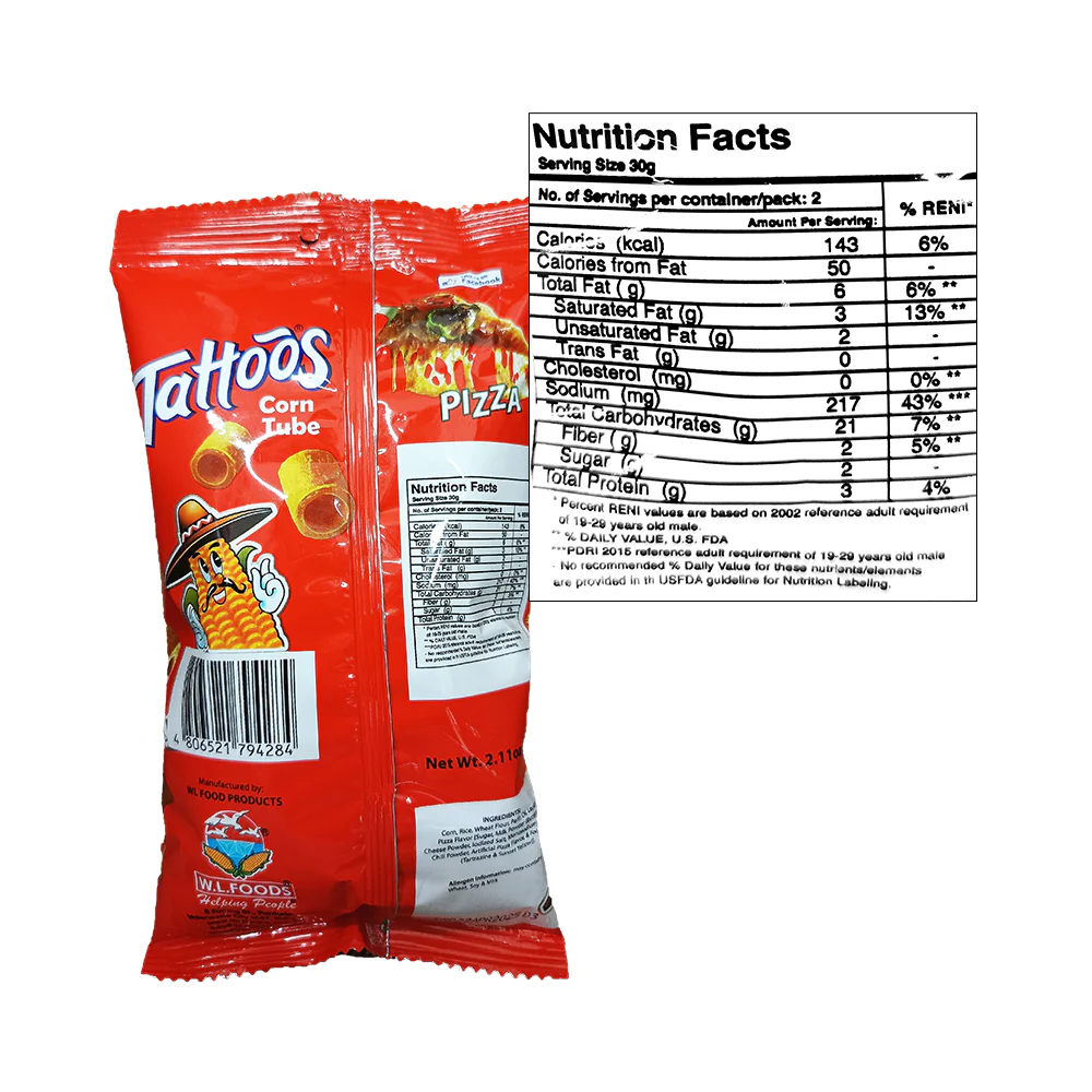 W.L. Tattoos Corn Tube Pizza 60g - Image 2