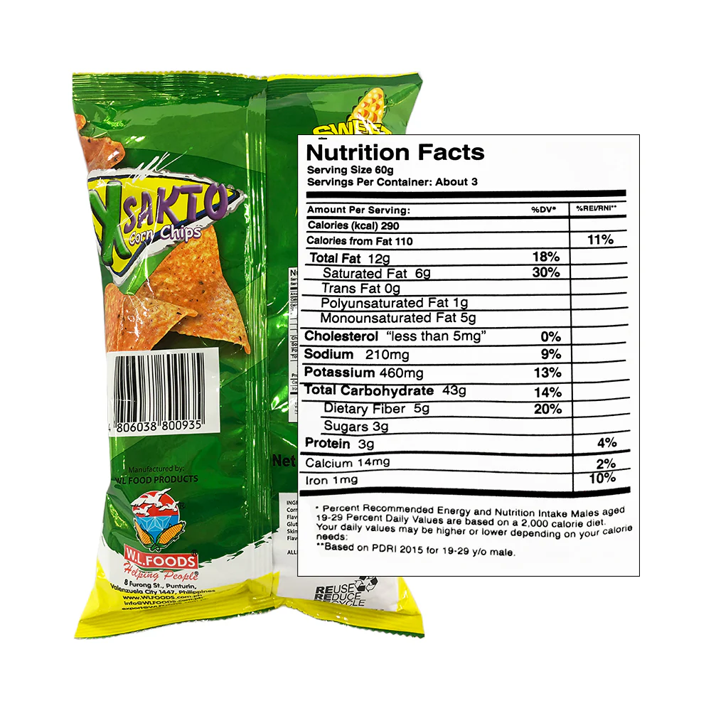 W.L. X Sakto Corn Chips Sweet Corn Campus Pack 200g - Image 2