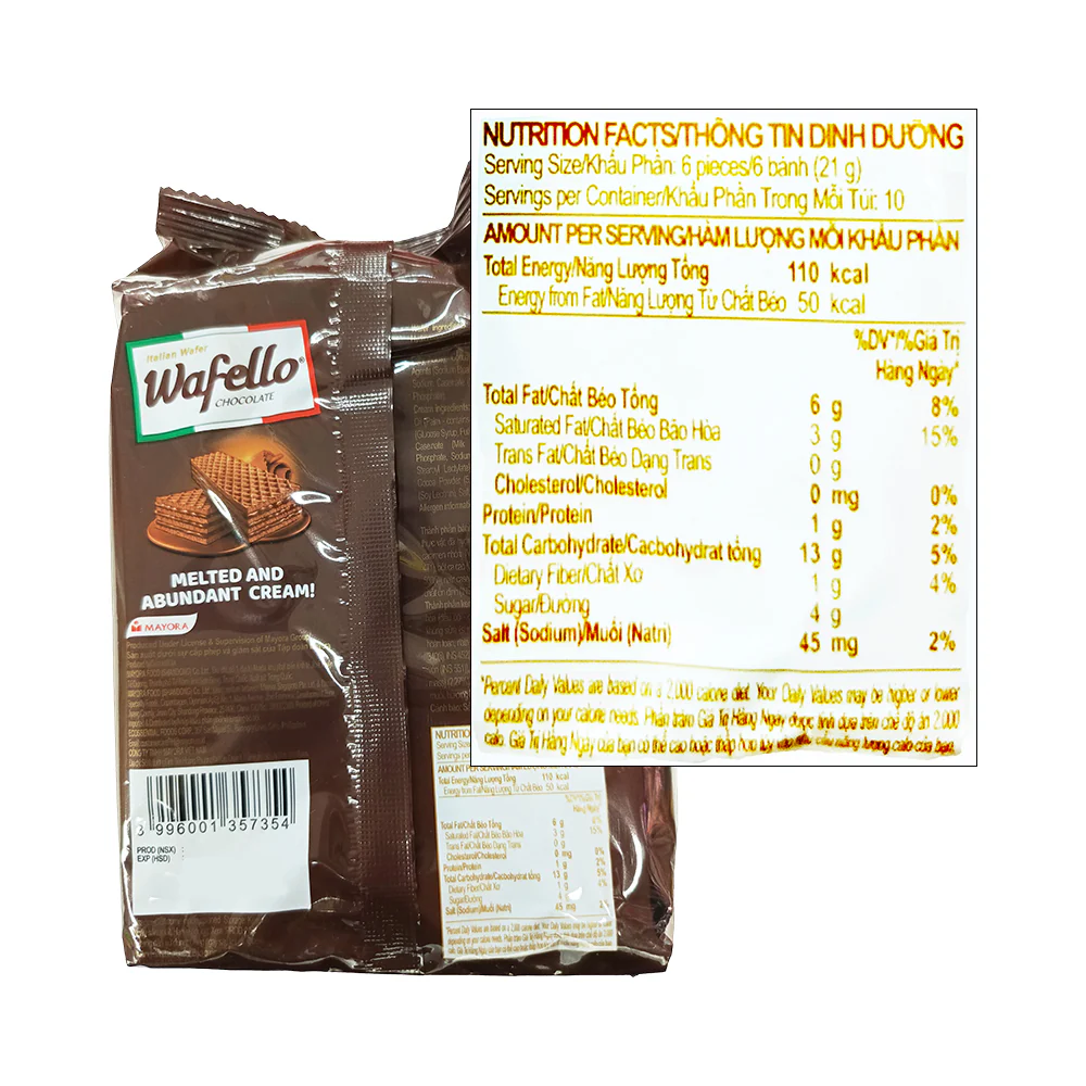 Wafello Italian Wafer Chocolate 210g - Image 2