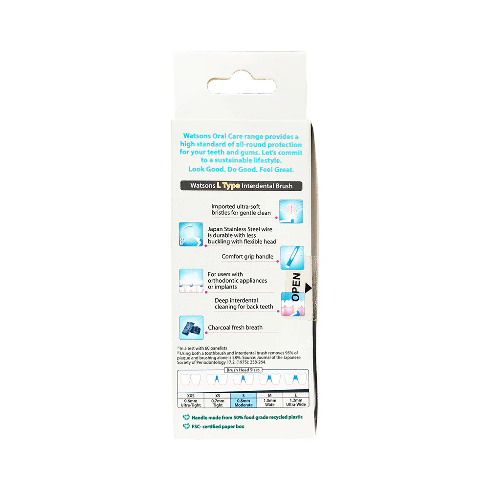 Watsons Gum Care Interdental Brush Ultra Soft Bristle And Easy Grip Charcoal 6's - Image 3