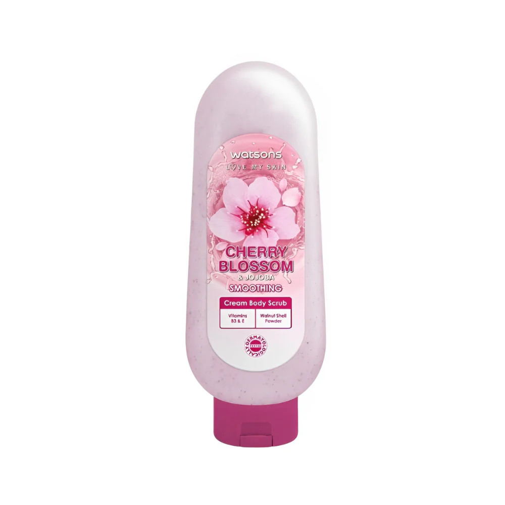 Watsons Love My Skin Cherry Blossom And Jojoba Smoothing Cream Body Scrub 535ml - Image 2